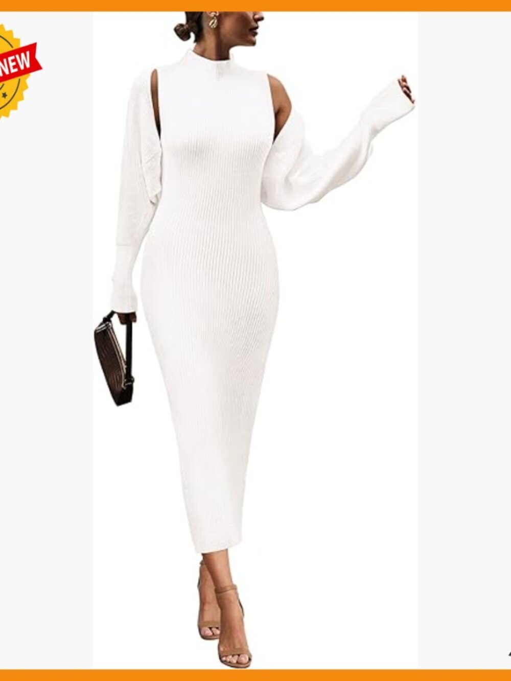 Knit Maxi Dress Set with Cropped Cardigan, Slim Fit, Hand Wash Only